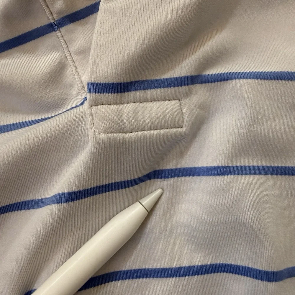 Polo Ralph Lauren White Blue Stripe Classic Fit Performance Shirt L